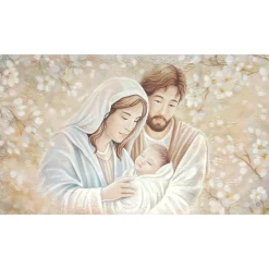 Quadro capezzale 120x70 sacra famiglia decorata abbraccio eterno