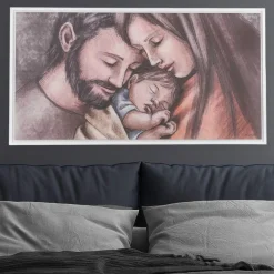 Quadro per camera da letto moderna 110x60 sacra famiglia bongelli preziosi