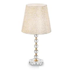 Queen tl1 big lampada da tavolo paralume tessuto glitter oro ideal lux