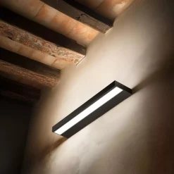 Regolo linea light applique nera led 3000k biemissione