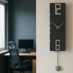 Rock legno nero orologio a pendolo moderno da parete