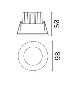Room-65 fi round ideal lux faretto da incasso led 8w 3000k nero tondo