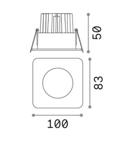 Room-65 fi square faretto incasso quadrato 8w 3000k bianco 220-240v ideal lux