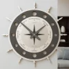 Rosa dei venti orologio da parete modernolegno grigio nero
