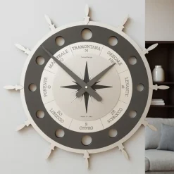 Rosa dei venti orologio da parete modernolegno grigio nero