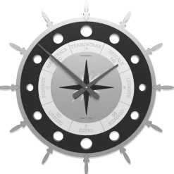 Rosa dei venti orologio da parete modernolegno grigio nero