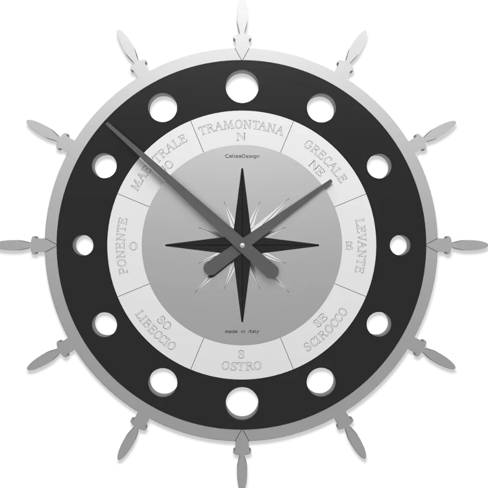 Rosa dei venti orologio da parete modernolegno grigio nero