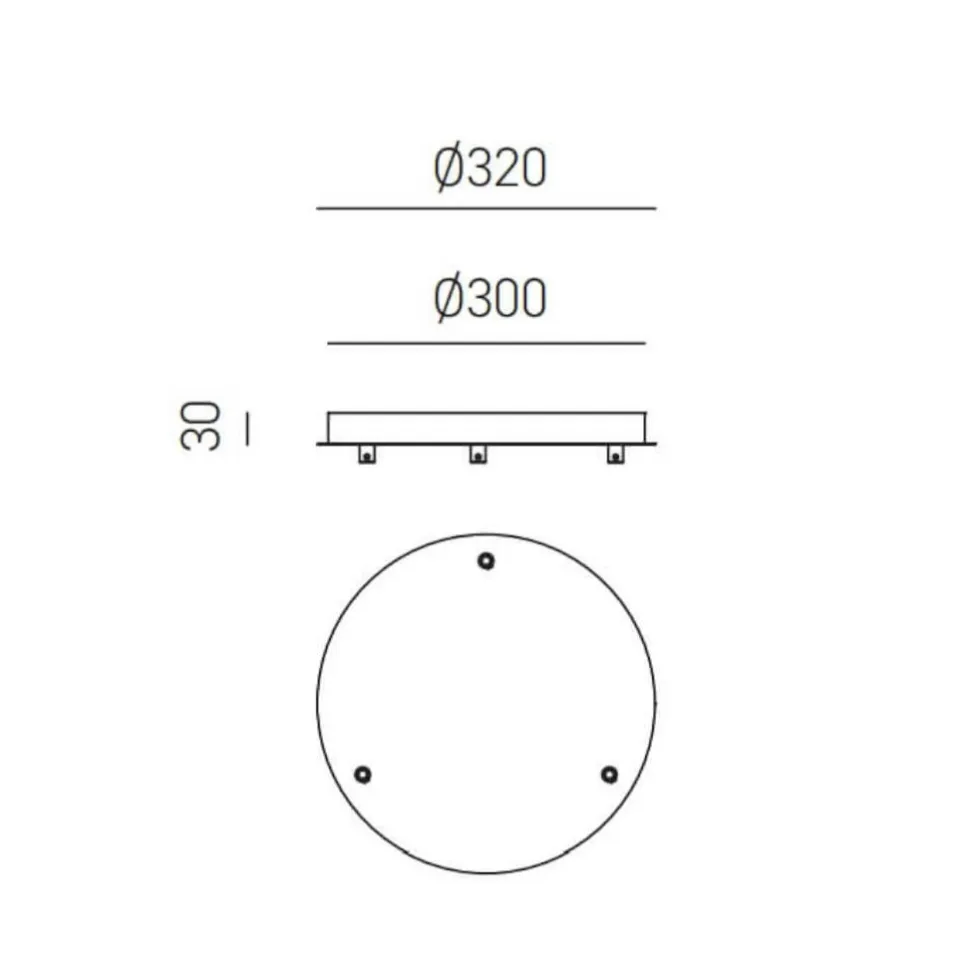 Rosone tondo bianco 3 fori gea luce diametro 30cm