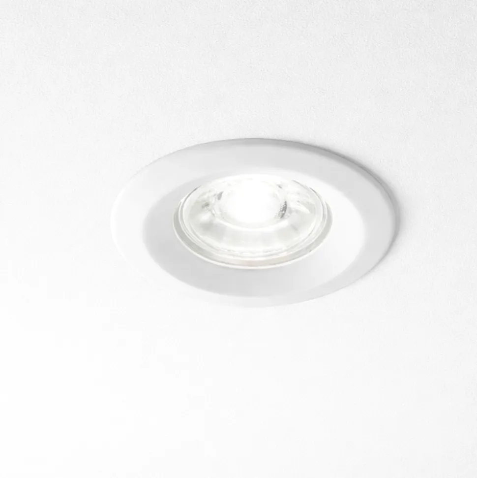 Rotondo faretto metallo bianco da incasso a soffitto isyluce