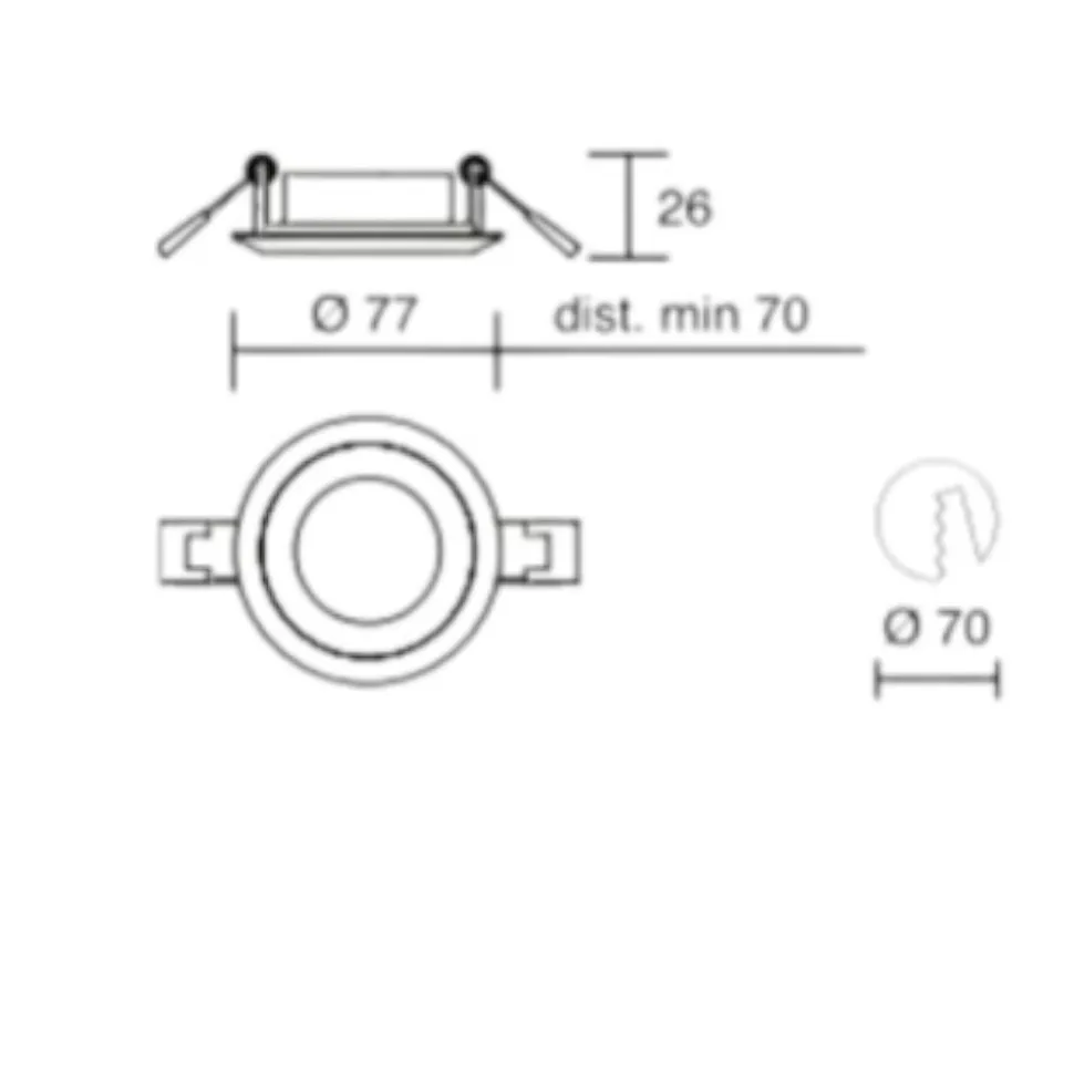 Rotondo faretto metallo bianco da incasso a soffitto isyluce