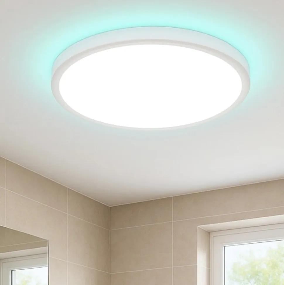 Rovito z eglo plafoniera da bagno tonda bianca led rgb 2700k a 6500k ip44