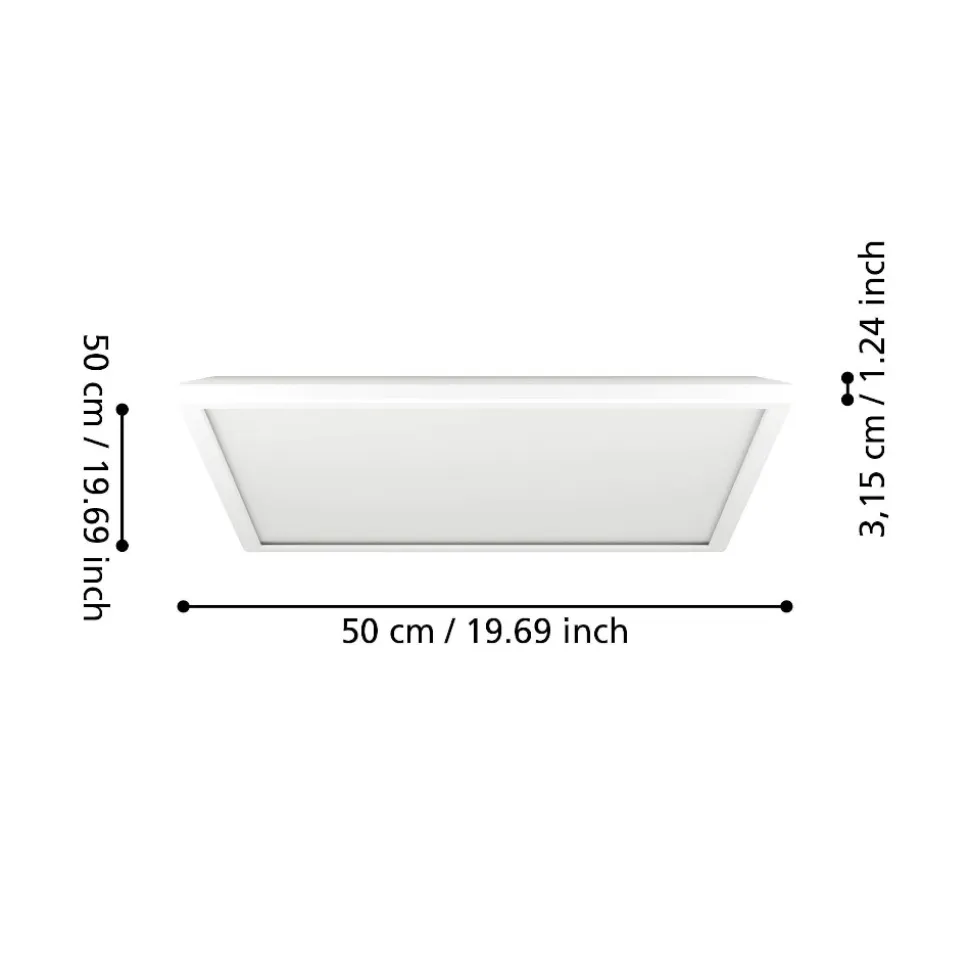 Rovito z eglo plafoniera quadrata da bagno led rgb 2700k a 6500k ip44