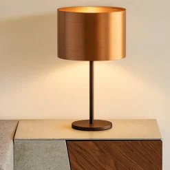 Saganto eglo lampada da tavolo moderna marrone paralume colore rame