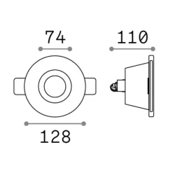 Samba fi round d74 ideal lux faretto di gesso da incasso a soffitto rotondo gu10