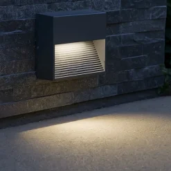 Segnapasso a parete led per esterni ideal lux down antracite ip44 quadrato senza incasso