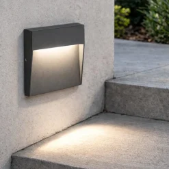 Segnapasso a parete per esterno antracite led 3000k ondaluce free square ip54