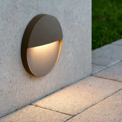 Segnapasso corten da esterno rotondo per parete led 6w 3000k