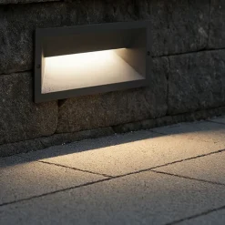 Segnapasso led rettangolare da incasso parete per esterno grafite ip65