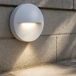Segnapasso led rotondo da incasso a parete bianco per esterno 8w 3000k