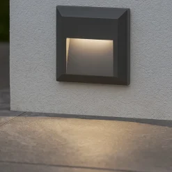 Segnapasso per esterno led antracite 1w 3000k ip65 da parete quadrato