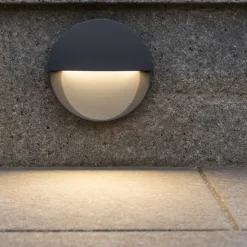 Segnapasso per esterno rotondo grafite led 8w 3000k da incasso a parete ip65