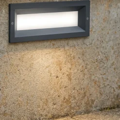 Segnapasso rettangolare per esterni da incasso parete grafite led 12w 4000k