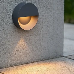Segnapasso rotondo a parete per esterno grafite led 6w 3000k