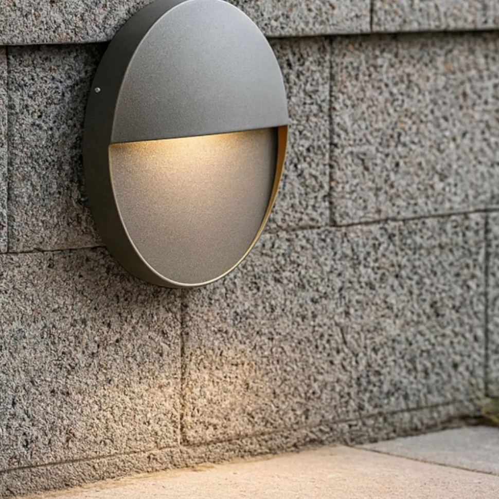 Segnapasso rotondo da parete per esterni grafite led 6w 4000k