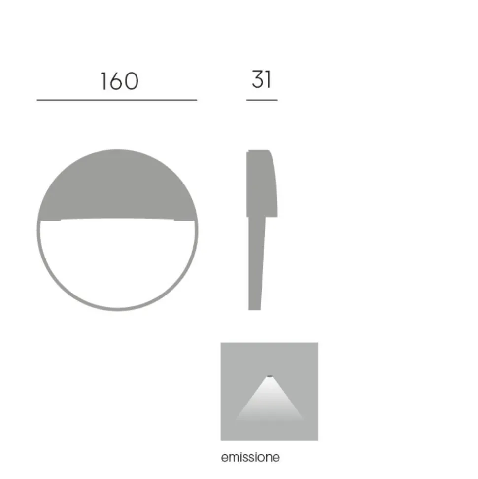 Segnapasso rotondo da parete per esterni grafite led 6w 4000k