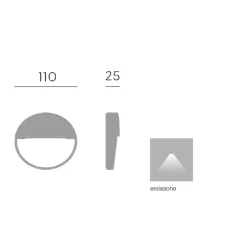 Segnapasso rotondo per esterno led 3w 3000k bianco ip65