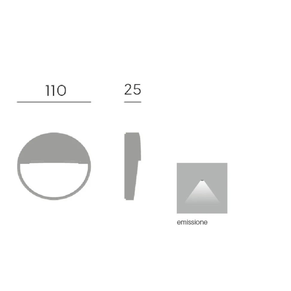 Segnapasso rotondo per esterno led 3w 3000k bianco ip65