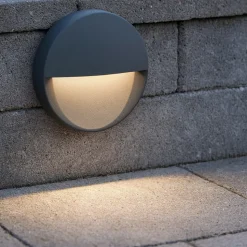 Segnapasso rotondo per esterno led 8w 4000k da incasso a parete grafite