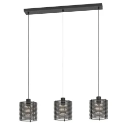 Segovia eglo lampadario da cucina 3 luci con paralumi in legno