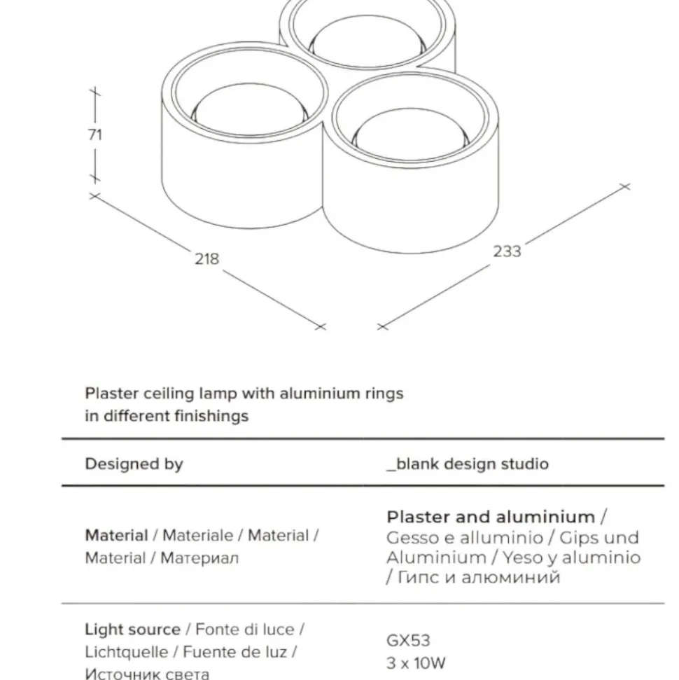 Sforzin nasso plafoniera a soffitto di gesso 3 luci