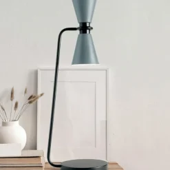 Sforzin graal lampada da tavolo grigio da soggiorno 2 luci dimmerabile