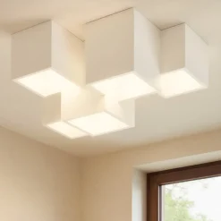 Sforzin herea plafoniera 5 faretti led moderna cubi di gesso bianco pitturabile