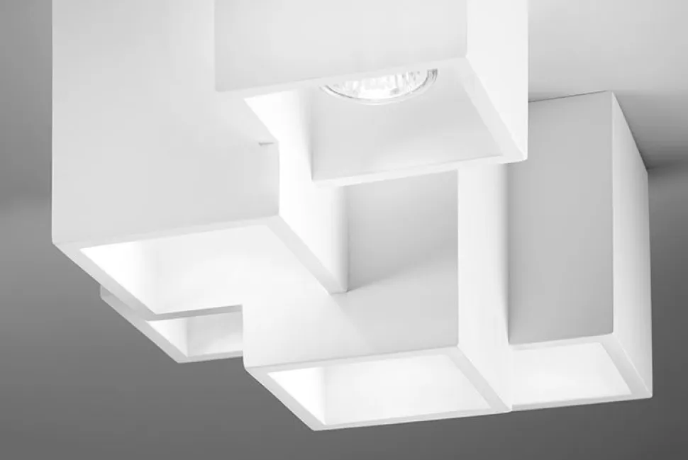 Sforzin herea plafoniera 5 faretti led moderna cubi di gesso bianco pitturabile