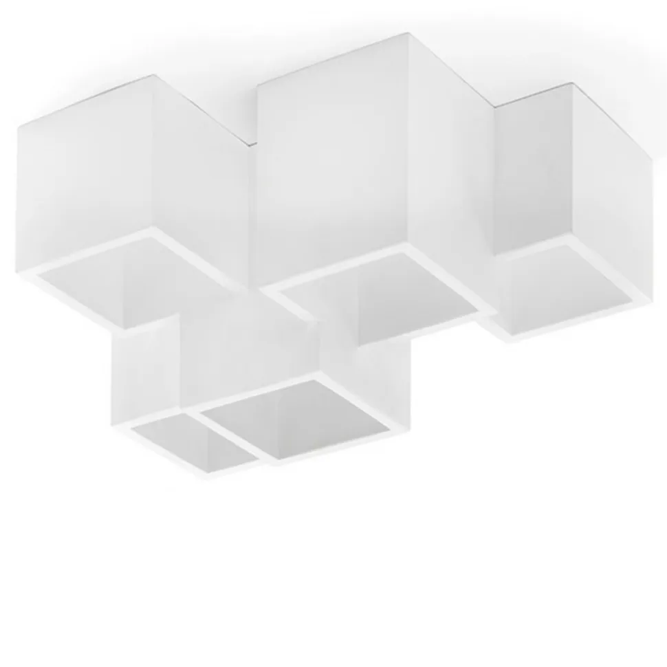 Sforzin herea plafoniera 5 faretti led moderna cubi di gesso bianco pitturabile