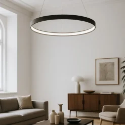 Sforzin lampadario tondo moderno led 70w 3000k cerchio nero