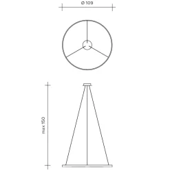 Sforzin lampadario tondo moderno led 70w 3000k cerchio nero