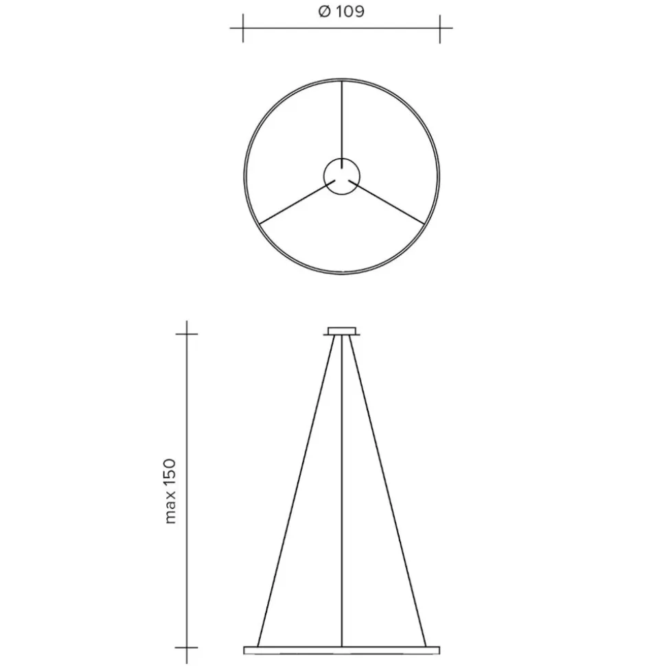 Sforzin lampadario tondo moderno led 70w 3000k cerchio nero