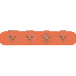 Singapore grande orologio da parete moderno legno colore arancione da parete fusi orari
