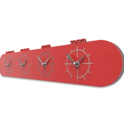Singapore orologio fusi orari da parete legno rosso