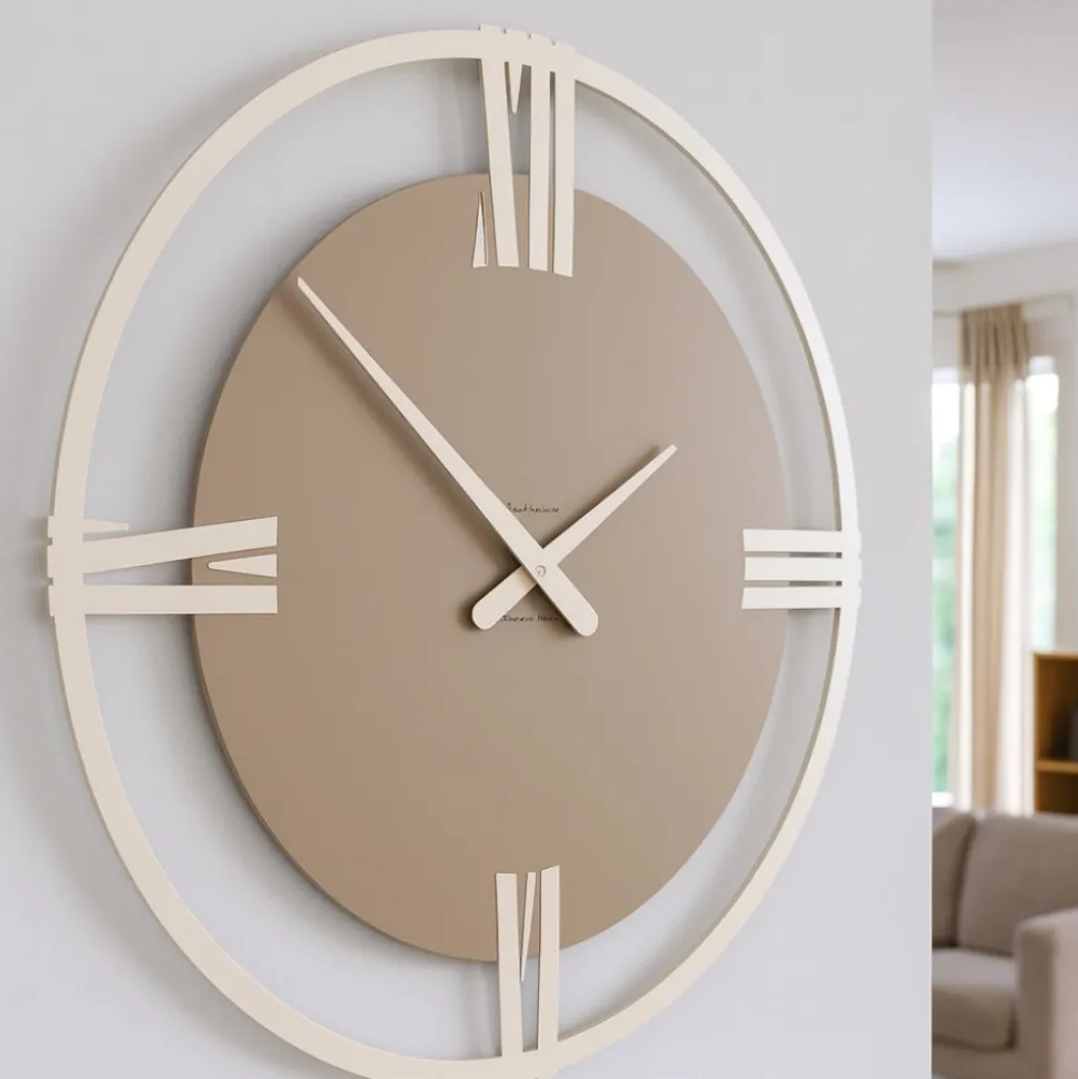 Sirio orologio da parete grande design moderno caffelatte