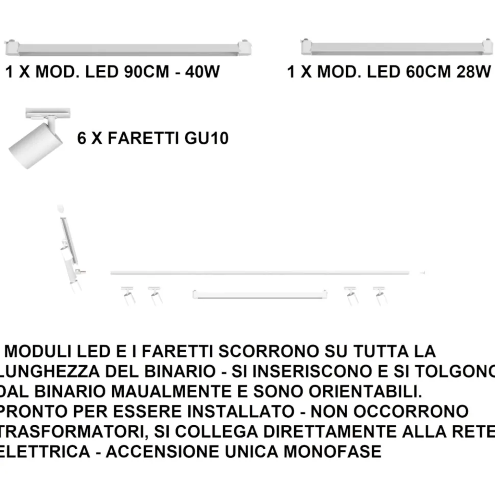 Sistema a binario ad angolo bianco modulo led 4000k con spot