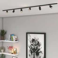 Sistema a binario 200cm monofase nero con 6 luci spot orientabili