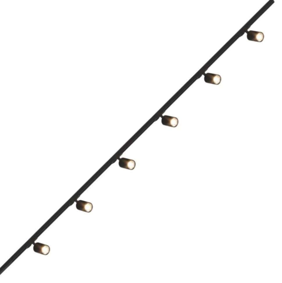 Sistema a binario 200cm monofase nero con 6 luci spot orientabili