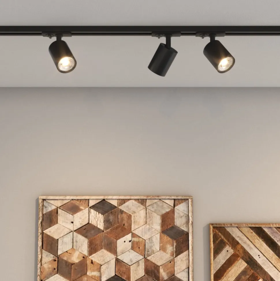 Sistema a binario 200cm monofase nero con 6 luci spot orientabili