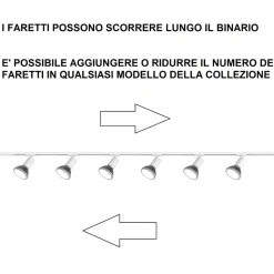 Sistema a binario 200cm monofase nero con 6 luci spot orientabili