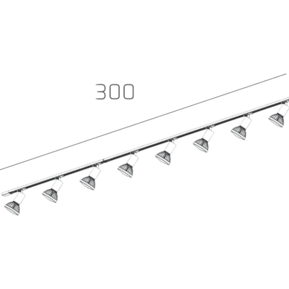 Sistema a binario 300cm monofase bianco con 8 spot orientabili